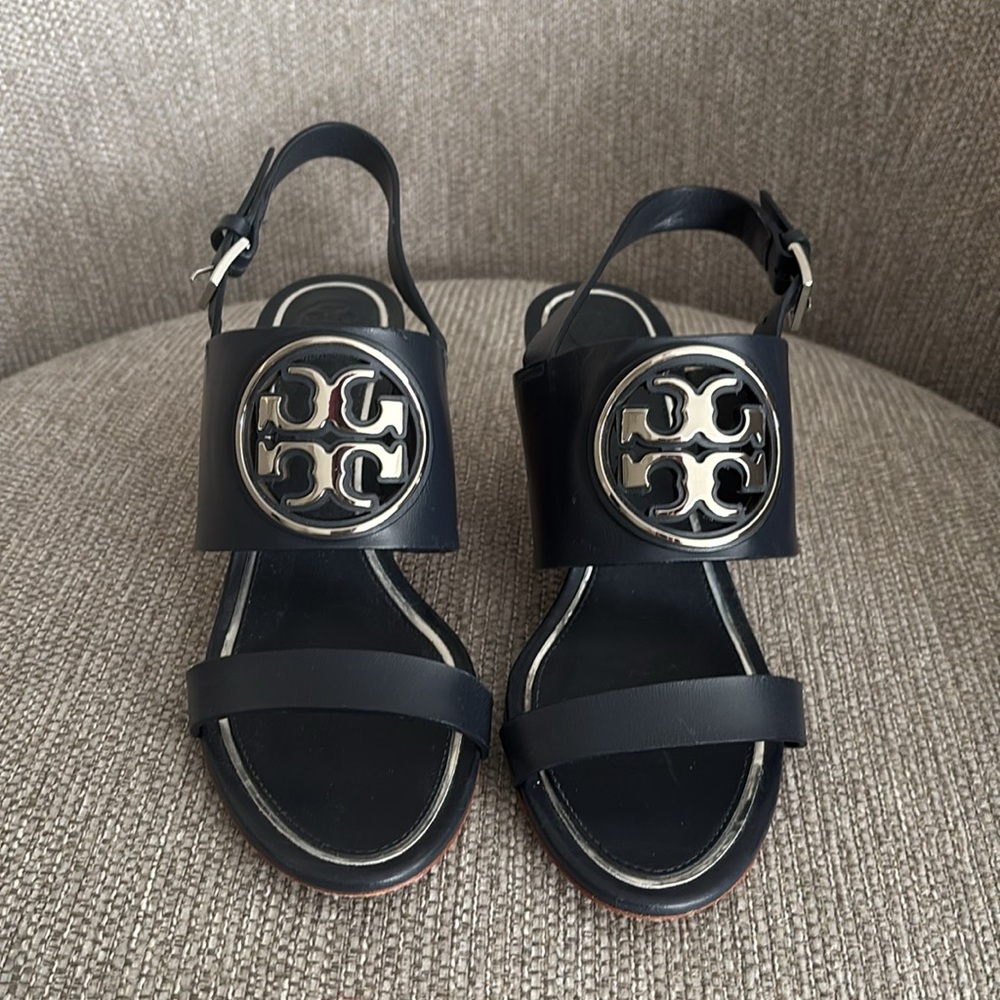 Tory Burch Navy Wedges